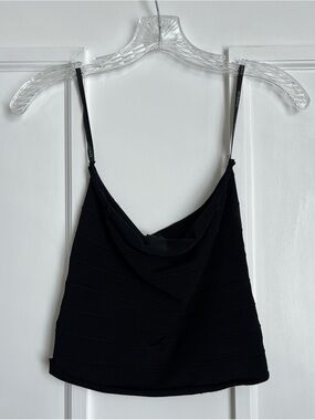Bebe Black Strapless Ribbed Tube Crop Top XS